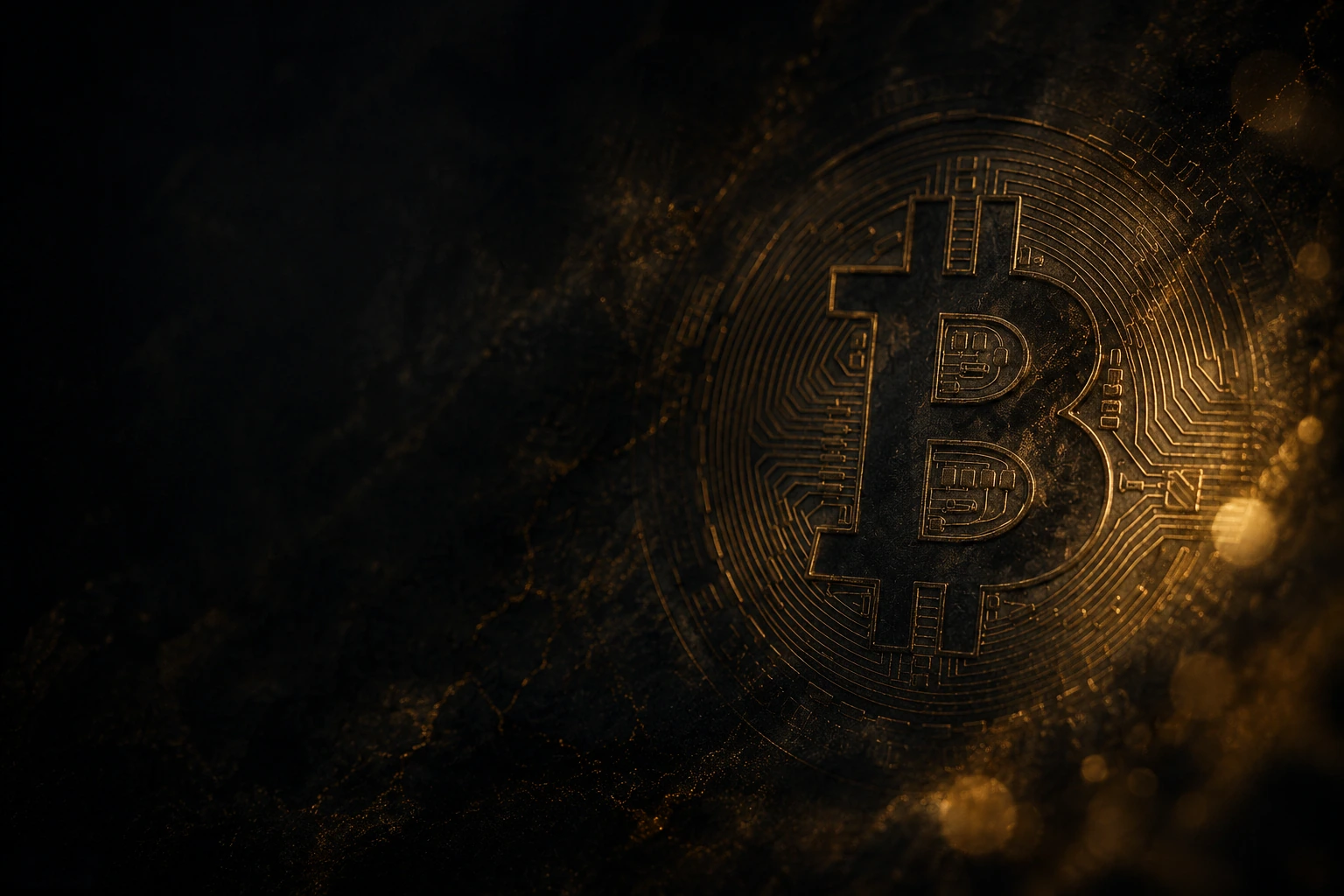 Close view of the Bitcoin-inspired gold coin relief